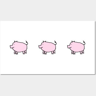 Three Cute Pink Pigs Left Posters and Art